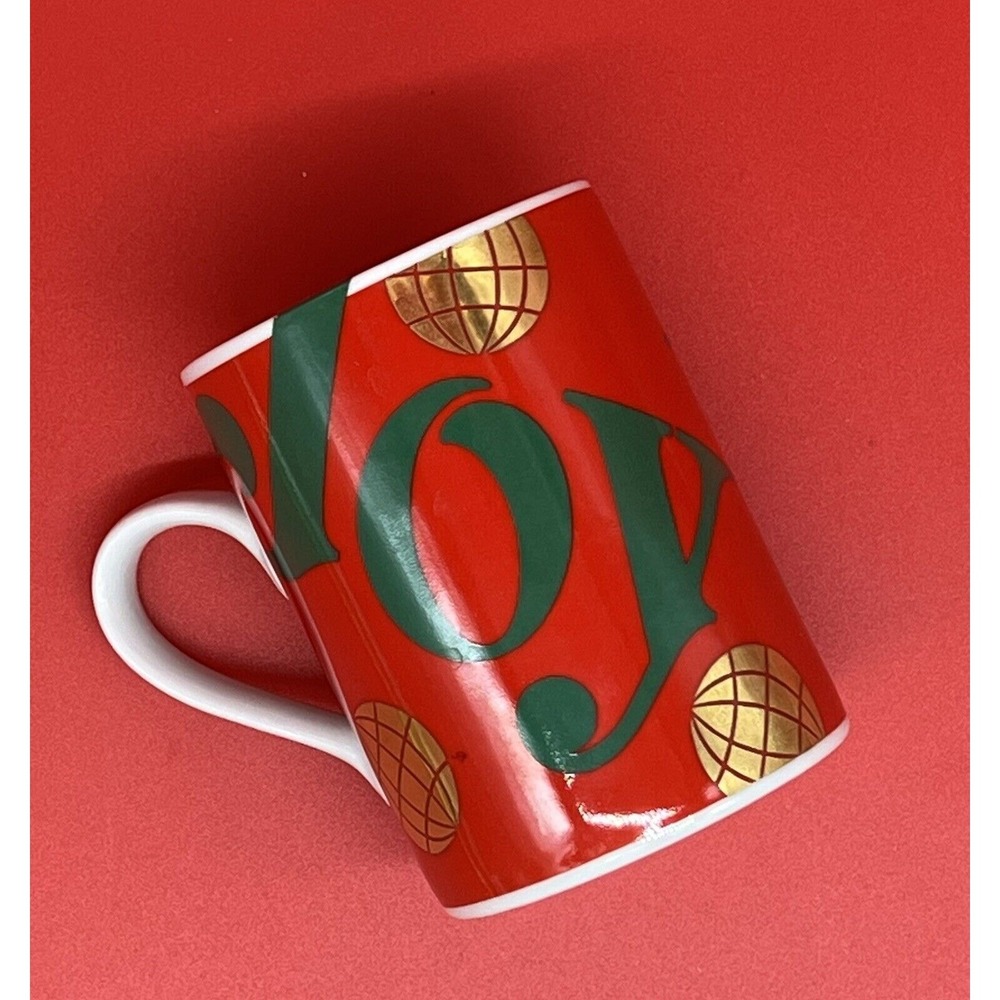 Department 56 Joy to the World Mug Christmas Coffee Tea Cup Red Green‎ Gold